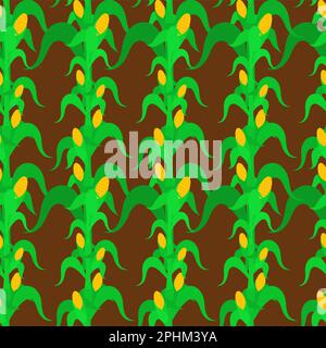 Corn bush pattern seamless. Cornfield background. Baby fabric texture Stock Vector