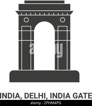 India, Delhi, India Gate, travel landmark vector illustration Stock Vector