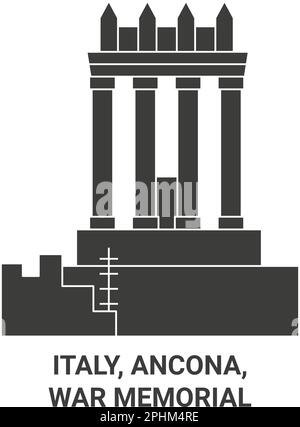 Italy, Ancona, War Memorial travel landmark vector illustration Stock Vector