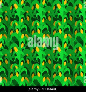 Corn bush pattern seamless. Cornfield background. Baby fabric texture Stock Vector