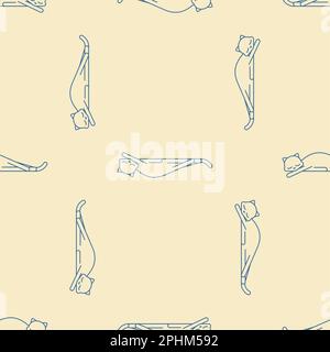 Sleeping cat pattern seamless. pet sleeping background. Vector texture Stock Vector