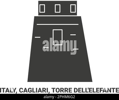 Italy, Cagliari, Torre Dell'elefante travel landmark vector illustration Stock Vector