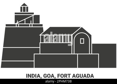 India, Goa, Fort Aguada travel landmark vector illustration Stock ...