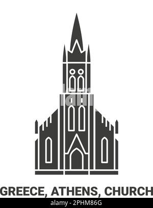Greece, Athens, Church travel landmark vector illustration Stock Vector