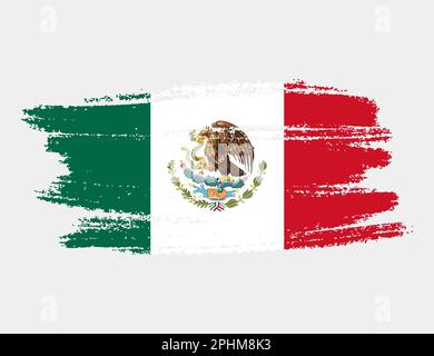 Artistic grunge brush flag of Mexico isolated on white background. Elegant texture of national country flag Stock Vector