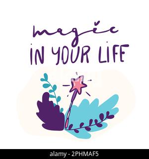 Seamless vector pattern with colored stars of various sizes and magic wand. Childish background for postcards, wallpaper, papers, textiles. Stock Vector