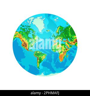 Physical World map in globe shape  Stock Vector