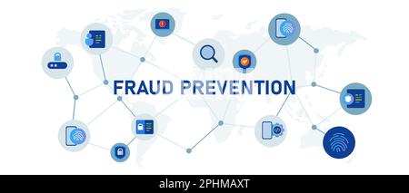 Fraud prevention security protection biometric login icon set Stock Vector