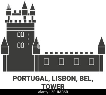 Portugal, Lisbon, Bel, M Tower, travel landmark vector illustration Stock Vector