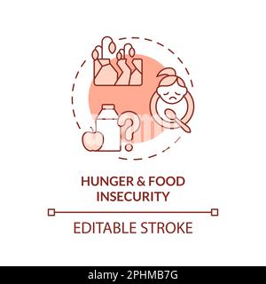 Hunger and food insecurity red concept icon Stock Vector