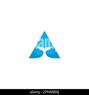 letter A whale tail Logo Design. Whale Icon Stock Vector