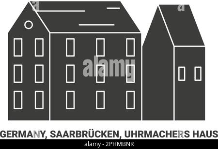 Germany, Saarbrucken, Uhrmachers Haus travel landmark vector illustration Stock Vector