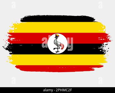 Artistic grunge brush flag of Uganda isolated on white background ...