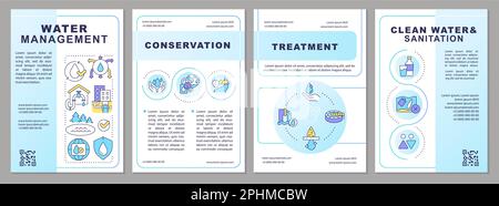 Water management blue gradient brochure template Stock Vector