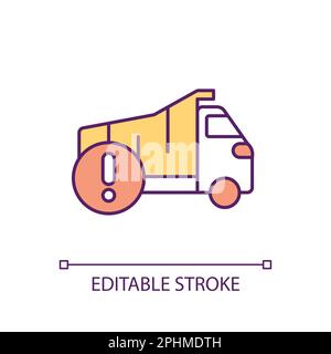 Warning about construction site machinery RGB color icon Stock Vector