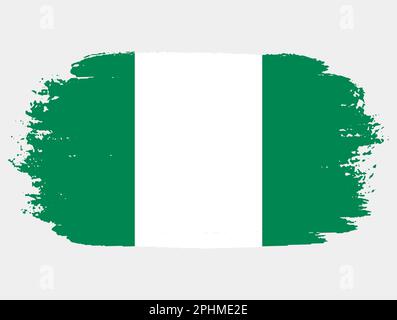 Artistic grunge brush flag of Nigeria isolated on white background ...