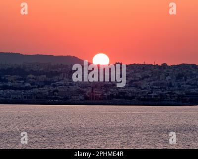 Sunset in the Eastern Mediterranean, seen from a cruise ship approaching Limassol, Cyprus 6 Stock Photo