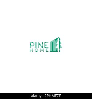 Pine Home Logo Design. Pine Tree Icon Stock Vector