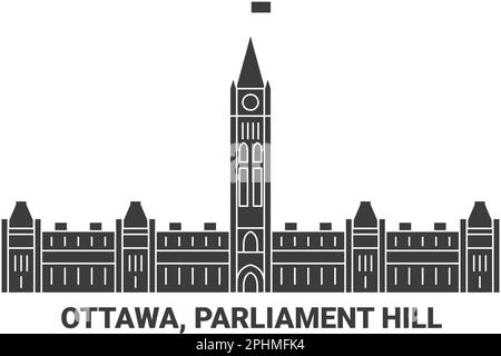 Canada, Ottawa, Parliament Hill, travel landmark vector illustration Stock Vector