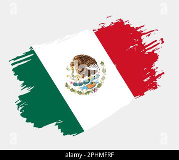 Artistic grunge brush flag of Mexico isolated on white background. Elegant texture of national country flag Stock Vector