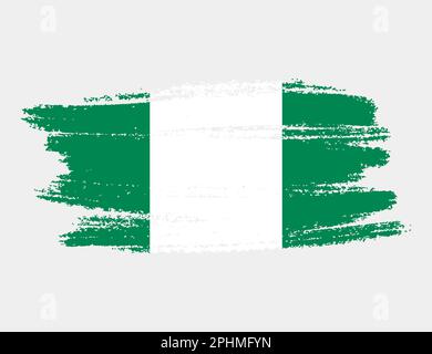 Artistic grunge brush flag of Nigeria isolated on white background ...