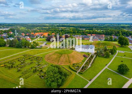 Panorama view of Jelling burial mounds in Denmark. Stock Photo