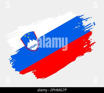 Artistic grunge brush flag of Slovenia isolated on white background ...