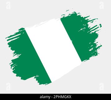 Artistic grunge brush flag of Nigeria isolated on white background ...