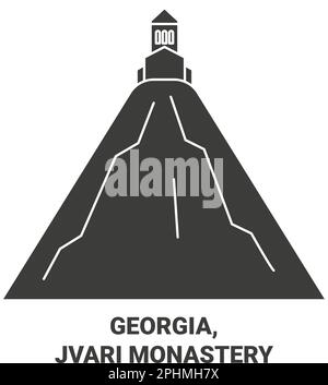 Georgia, Jvari Monastery travel landmark vector illustration Stock ...
