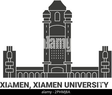 China, Xiamen, Xiamen University, travel landmark vector illustration Stock Vector