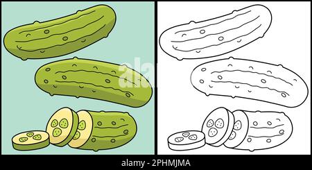 Pickle Vegetable Coloring Page Illustration Stock Vector