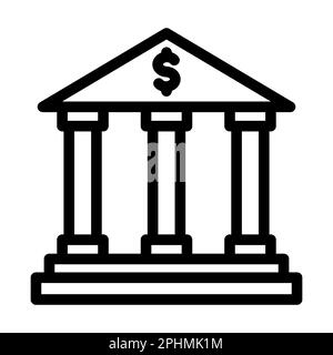 Bank Vector Thick Line Icon For Personal And Commercial Use. Stock Photo