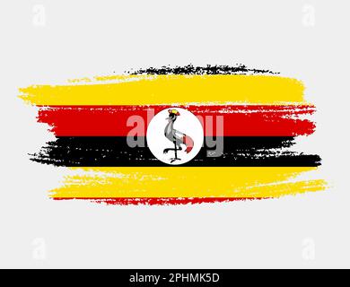 Artistic grunge brush flag of Uganda isolated on white background ...