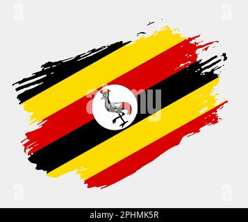 Artistic grunge brush flag of Uganda isolated on white background ...