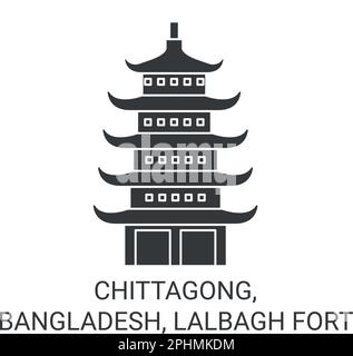 Bangladesh, Chittagong, Lalbagh Fort travel landmark vector illustration Stock Vector