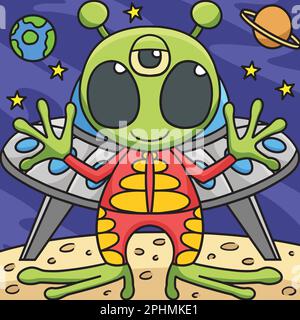 Space Alien Cartoon Colored Clipart Illustration Stock Vector Image ...