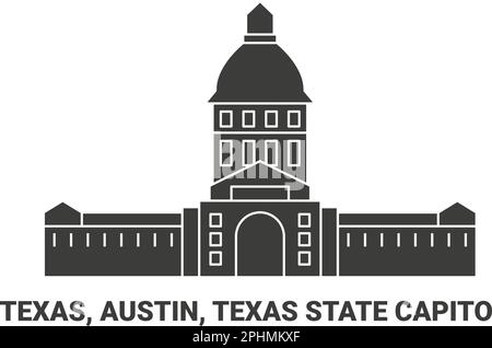 United States, Texas, Austin, Texas State Capitol, travel landmark vector illustration Stock Vector