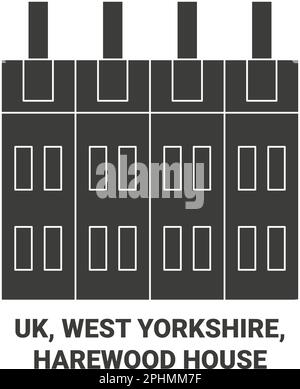 Uk, West Yorkshire, Harewood House travel landmark vector illustration Stock Vector