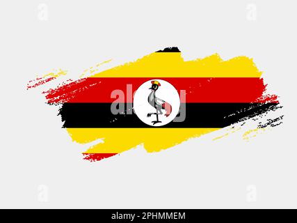 Artistic grunge brush flag of Uganda isolated on white background ...