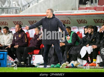 coach/Bundescoach Hans-Dieter 'Hansi' FLICK (GER) gesture, gesture, soccer Laenderspiel, friendly match, Germany (GER) - Belgium (BEL) 2: 3, on March 28th, 2023 in Koeln/Germany. Stock Photo