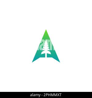 Tree Illustration Logo Design Forming A Letter. Vector Template Stock Vector