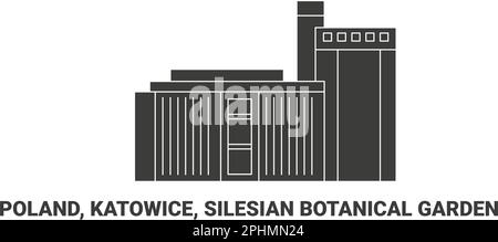 Poland, Katowice, Silesian Botanical Garden, travel landmark vector illustration Stock Vector