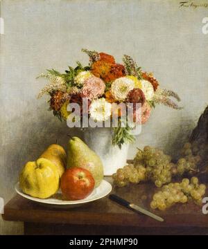 Henri Fantin-Latour, Flowers and Fruit, still life painting in oil on canvas, 1865 Stock Photo
