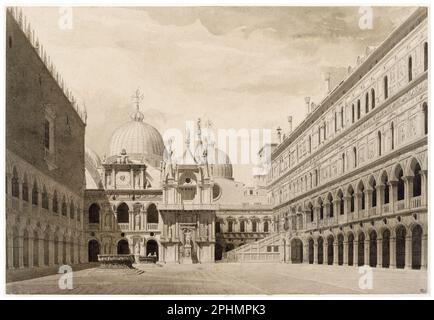 Charles Garnier, The courtyard of the Doge's palace in Venice, architectural drawing, 1852 Stock Photo