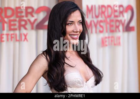 Westwood, United States. 28th Mar, 2023. WESTWOOD, LOS ANGELES, CALIFORNIA, USA - MARCH 28: Georgina Mazzeo arrives at the Los Angeles Premiere Of Netflix's 'Murder Mystery 2' held at the Regency Village Theatre on March 28, 2023 in Westwood, Los Angeles, California, United States. (Photo by Xavier Collin/Image Press Agency) Credit: Image Press Agency/Alamy Live News Stock Photo