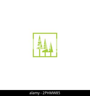 Illustration of pine tree line art logo design template. pine logo Stock Vector