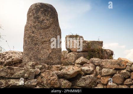 Prehistoric stone monument in Filitosa, Corsica, France Stock Photo