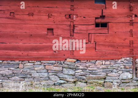 Red timbered old barn in the country Stock Photo