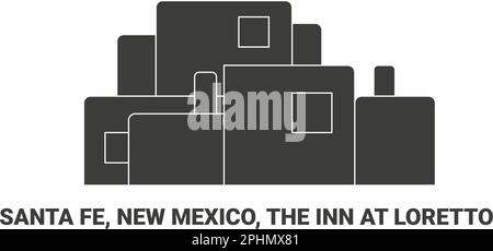 United States, Santa Fe, New Mexico, The Inn At Loretto, travel landmark vector illustration Stock Vector