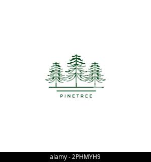 Pine Tree Logo vector Illustration. Pine Line Logo Stock Vector